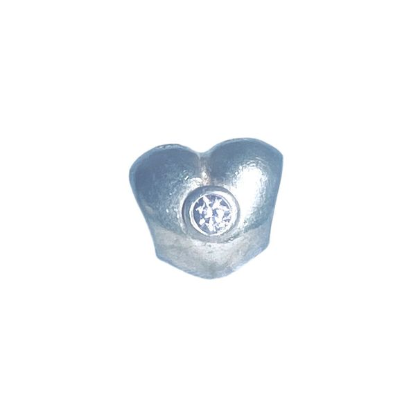 Pandora Sterling Silver Retired Steady Heart Pink CZ Spacer Lock Charm 790134PCZ - Picture 1 of 10